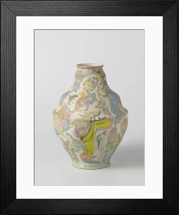 Framed Print : Vase with vaulted belly, polychrome painted with watercolour, c.1920-c.1922. Creator: Plateelbakkerij Zuid-Holland Framed Print : Vase with vaulted belly, polychrome painted with watercolour, c.1920-c.1922. Creator: Plateelbakkerij Zuid-Holland