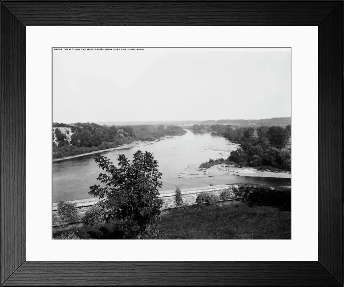 Framed Print : View down the Mississippi from Fort Snelling, Minn. between 1880 and 1899. Creator: Unknown Framed Print : View down the Mississippi from Fort Snelling, Minn. between 1880 and 1899. Creator: Unknown