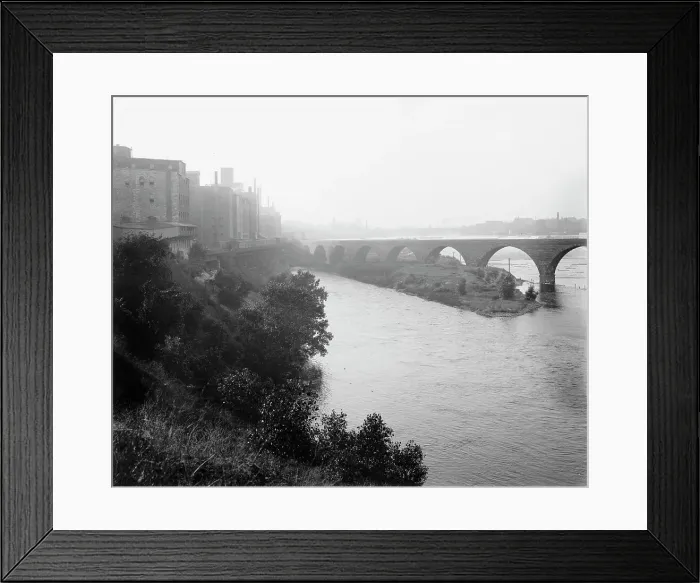 Framed Print : Minneapolis, view from across river, between 1880 and 1899. Creator: Unknown Framed Print : Minneapolis, view from across river, between 1880 and 1899. Creator: Unknown