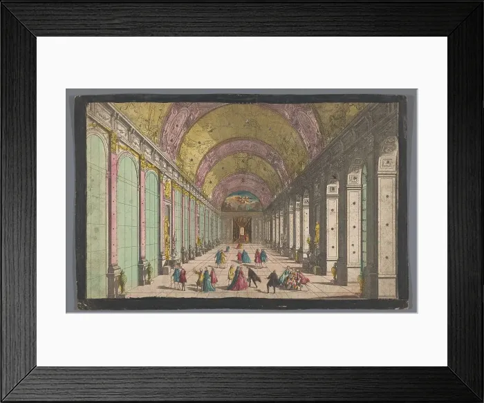 Framed Print : View of the Galerie des Glaces of the Versailles palace, 1700-1799. Creator: Anon Framed Print : View of the Galerie des Glaces of the Versailles palace, 1700-1799. Creator: Anon