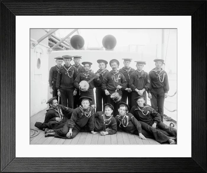 Framed Print : U.S.S. Maine, bachelors glee club, 1896. Creator: Byron Company Framed Print : U.S.S. Maine, bachelors glee club, 1896. Creator: Byron Company