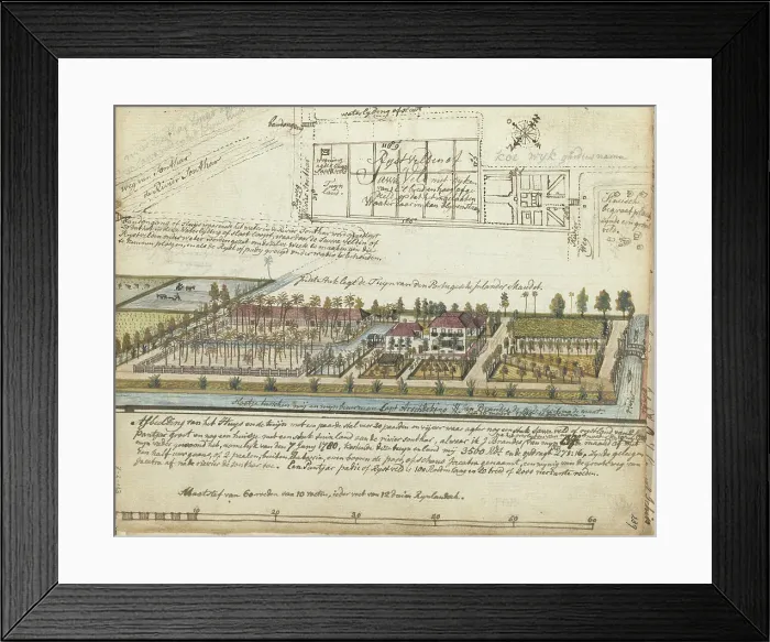 Framed Print : Brandes house and estate outside Batavia, 1785. Creator: Jan Brandes Framed Print : Brandes house and estate outside Batavia, 1785. Creator: Jan Brandes