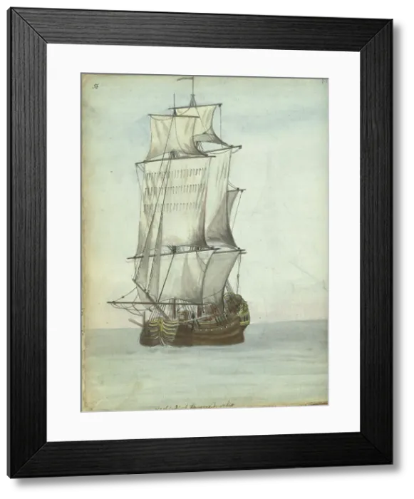 Framed Print : West Indiaman, 1779-1787. Creator: Jan Brandes Framed Print : West Indiaman, 1779-1787. Creator: Jan Brandes