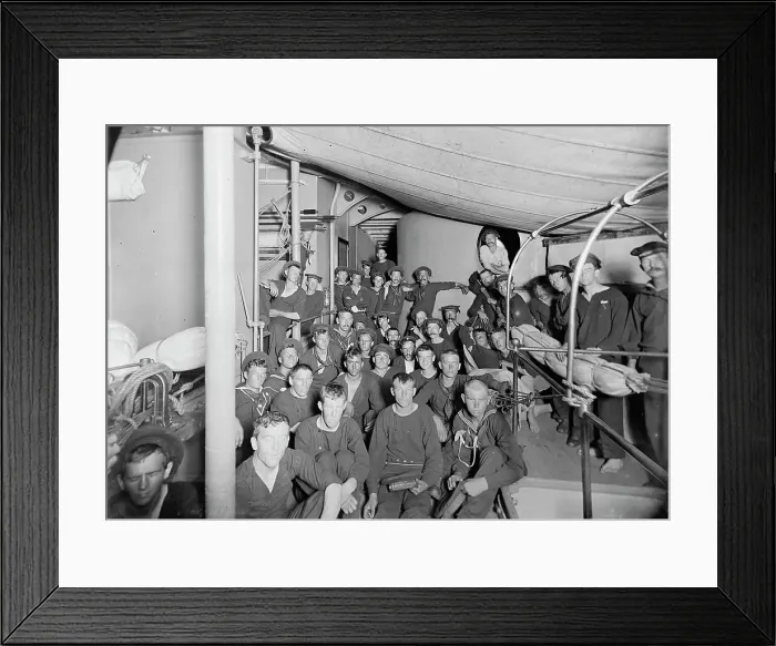 Framed Print : U.S.S. Massachusetts, ready to turn in, between 1896 and 1901. Creator: William S. Davis