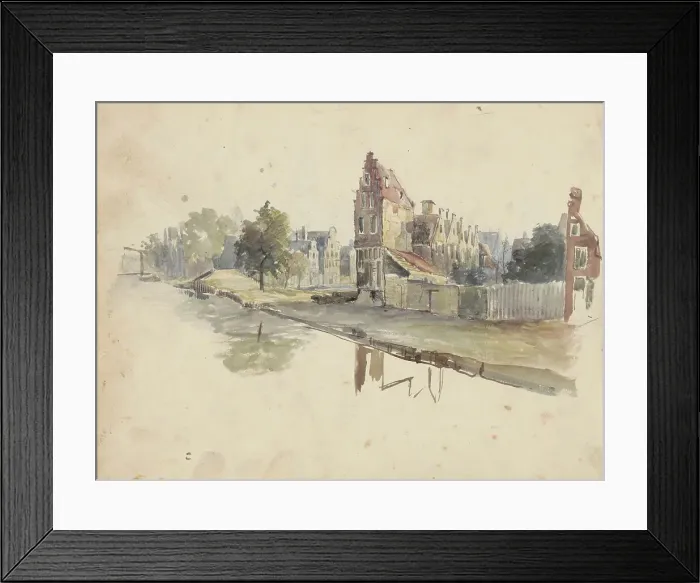 Framed Print : Houses on a quay, 1822-1893. Creator: Willem Troost II Framed Print : Houses on a quay, 1822-1893. Creator: Willem Troost II