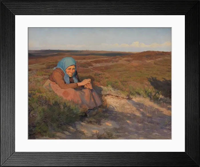 Framed Print : An old woman Bette Dorte on the heath, 1904. Creator: Knud Larsen. An old woman Bette Dorte on the heath, 1904. Creator: Knud Larsen Framed Print : An old woman Bette Dorte on the heath, 1904. Creator: Knud Larsen. An old woman Bette Dorte on the heath, 1904. Creator: Knud Larsen