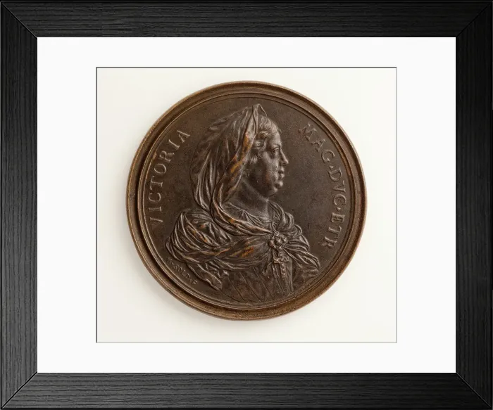Framed Print : Medal of Victoria, Grand Duchess of Tuscany: Triumph of Venus with a Pearl (image 1 of 2), 1683. Creator: Massimiliano Soldani Framed Print : Medal of Victoria, Grand Duchess of Tuscany: Triumph of Venus with a Pearl (image 1 of 2), 1683. Creator: Massimiliano Soldani