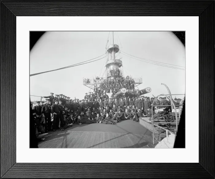 Framed Print : U.S.S. Iowa, ship's company, (1898?). Creator: William H. Jackson Framed Print : U.S.S. Iowa, ship's company, (1898?). Creator: William H. Jackson