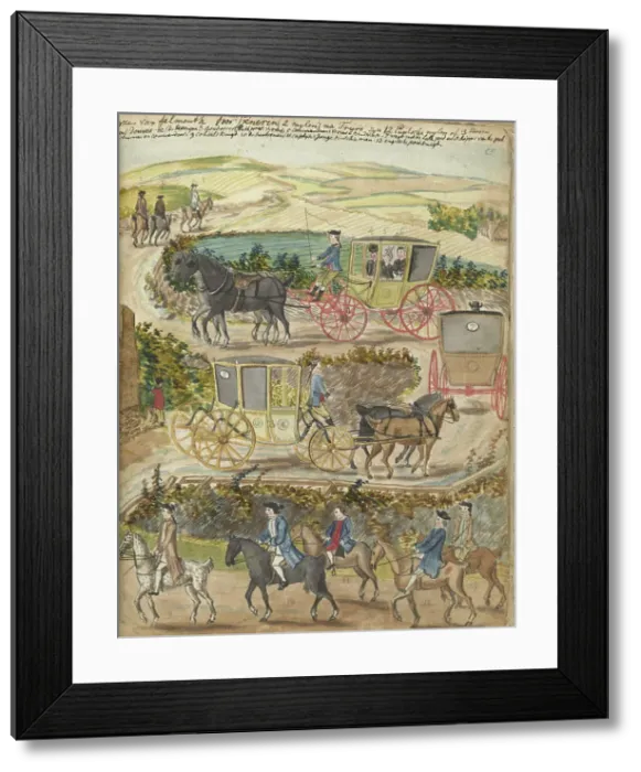 Framed Print : Journey from Falmouth to Truro, 1778. Creator: Jan Brandes Framed Print : Journey from Falmouth to Truro, 1778. Creator: Jan Brandes