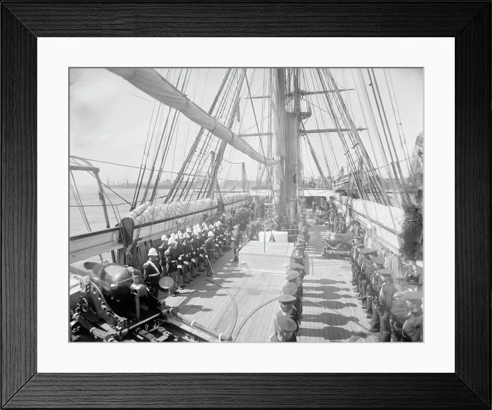 Framed Print : U.S.S. Kearsarge, inspection, between 1890 and 1894. Creator: William H. Jackson Framed Print : U.S.S. Kearsarge, inspection, between 1890 and 1894. Creator: William H. Jackson