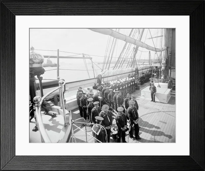 Framed Print : U.S.S. Kearsarge, Sunday morning services, between 1890 and 1894. Creator: William H. Jackson Framed Print : U.S.S. Kearsarge, Sunday morning services, between 1890 and 1894. Creator: William H. Jackson