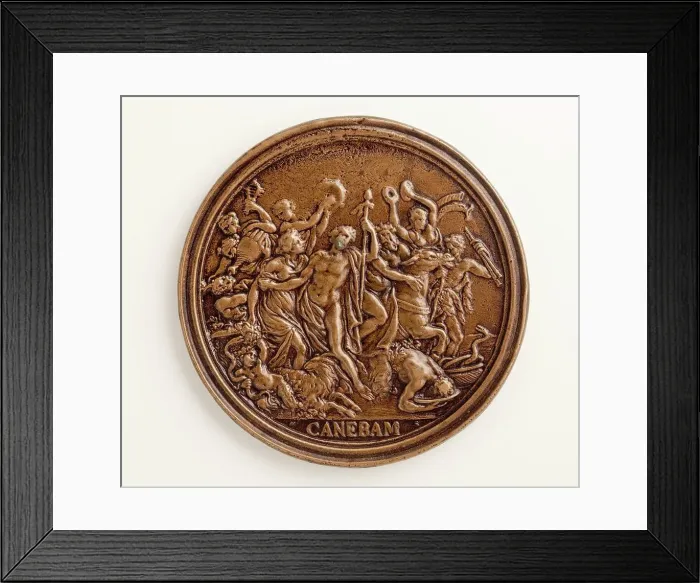 Framed Print : Medal of Francesco Redi: Bacchic Scene (image 2 of 2), 1684. Creator: Massimiliano Soldani Framed Print : Medal of Francesco Redi: Bacchic Scene (image 2 of 2), 1684. Creator: Massimiliano Soldani
