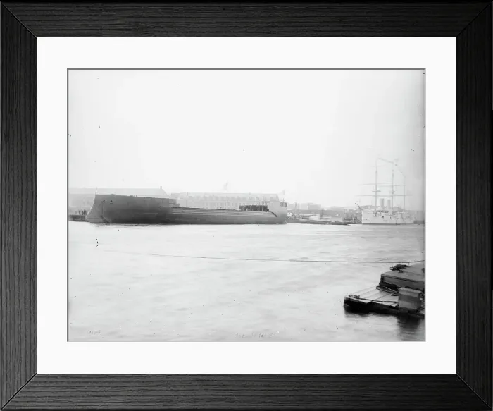 Framed Print : U.S.S. Maine, just after the launching, 1889. Creator: William H. Jackson Framed Print : U.S.S. Maine, just after the launching, 1889. Creator: William H. Jackson