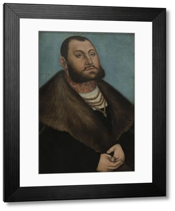Framed Print : Portrait of the Elector John Frederic the Magnanimous of Saxony (1503-1554), 1533. Creator: Lucas Cranach the Elder Framed Print : Portrait of the Elector John Frederic the Magnanimous of Saxony (1503-1554), 1533. Creator: Lucas Cranach the Elder