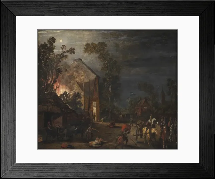 Framed Print : A Village Looted at Night, 1620. Creator: Esaias van de Velde Framed Print : A Village Looted at Night, 1620. Creator: Esaias van de Velde