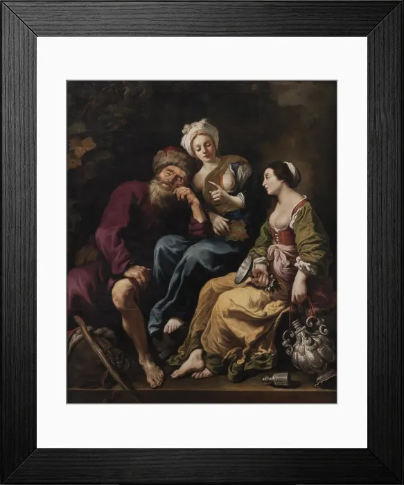 Framed Print : Lot and His Daughters; Lot made drunk by his two Daughters, 1625. Creator: Claude Vignon Framed Print : Lot and His Daughters; Lot made drunk by his two Daughters, 1625. Creator: Claude Vignon