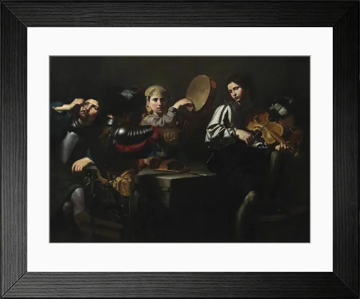 Framed Print : Musicians and Soldiers, 1626. Creator: Valentin de Boulogne Framed Print : Musicians and Soldiers, 1626. Creator: Valentin de Boulogne