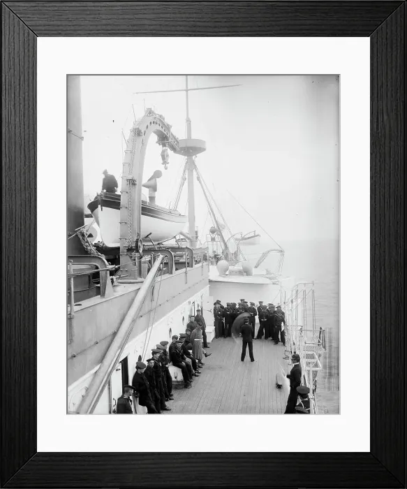 Framed Print : U.S.S. Maine, signal drill, (1896?). Creator: William H. Jackson Framed Print : U.S.S. Maine, signal drill, (1896?). Creator: William H. Jackson