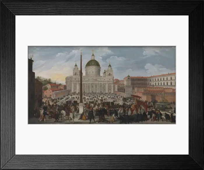 Framed Print : A Papal Procession in Piazza San Pietro in Rome, 1628. Creator: Jacob Isaacz van Swanenburg Framed Print : A Papal Procession in Piazza San Pietro in Rome, 1628. Creator: Jacob Isaacz van Swanenburg