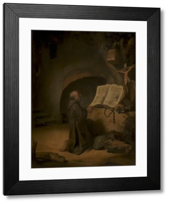 Framed Print : Eremit Praying, 1635. Creator: Jacob van Spreeuwen Framed Print : Eremit Praying, 1635. Creator: Jacob van Spreeuwen