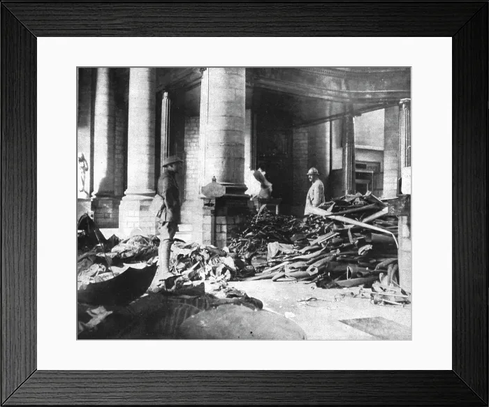 Framed Print : Les devastations a Douai; L'interieur de la cathedrale; les vetements sacerdotaux... 1918. Creator: Unknown Framed Print : Les devastations a Douai; L'interieur de la cathedrale; les vetements sacerdotaux... 1918. Creator: Unknown