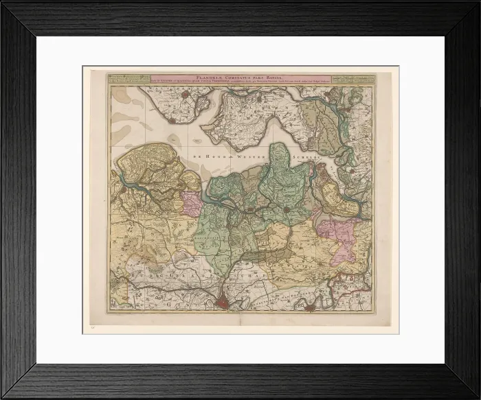 Framed Print : Map of North Flanders, c.1695. Creator: Nicolaes Visscher Framed Print : Map of North Flanders, c.1695. Creator: Nicolaes Visscher