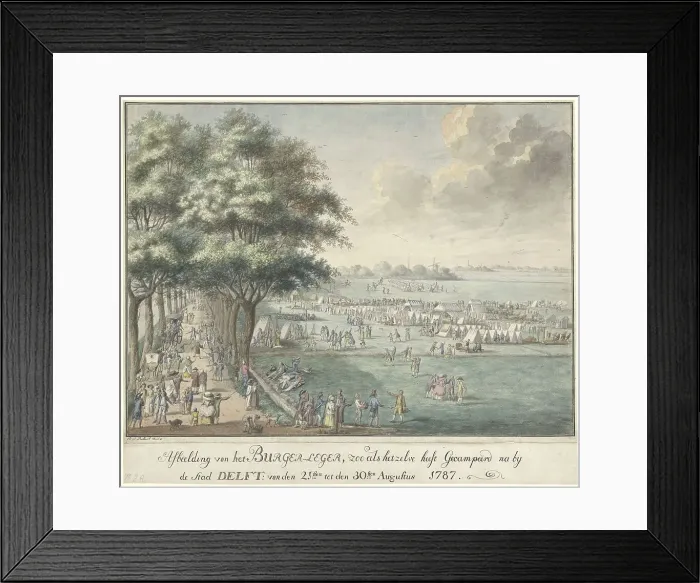 Framed Print : Encampment at Delft, August 1787, (1787). Creator: P.A. Robart Framed Print : Encampment at Delft, August 1787, (1787). Creator: P.A. Robart