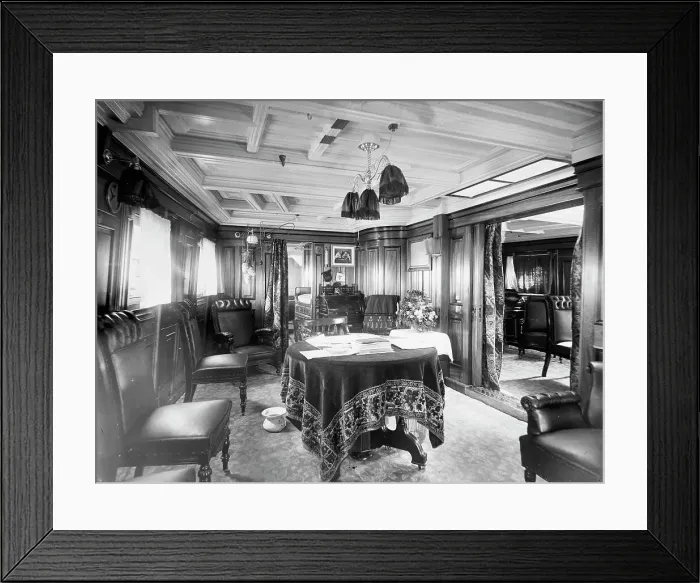Framed Print : U.S.S. Newark, the cabin, between 1891 and 1901. Creator: William H. Jackson Framed Print : U.S.S. Newark, the cabin, between 1891 and 1901. Creator: William H. Jackson