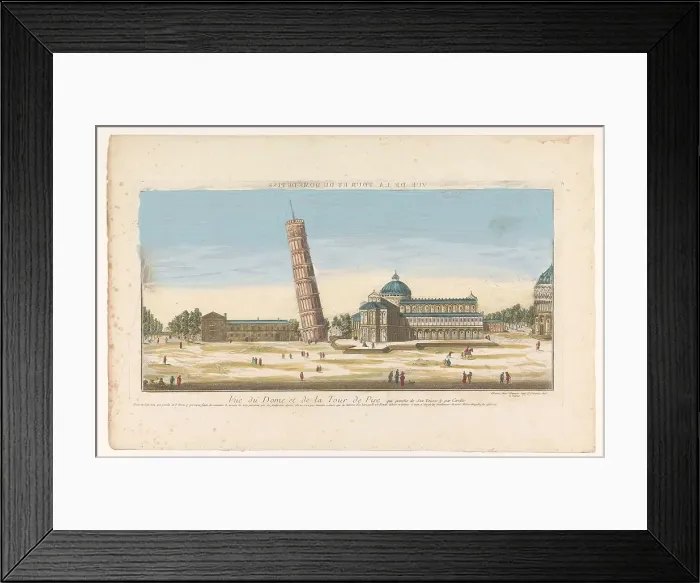 Framed Print : View of the Tower and the Duomo in Pisa, 1700-1799. Creator: Unknown Framed Print : View of the Tower and the Duomo in Pisa, 1700-1799. Creator: Unknown