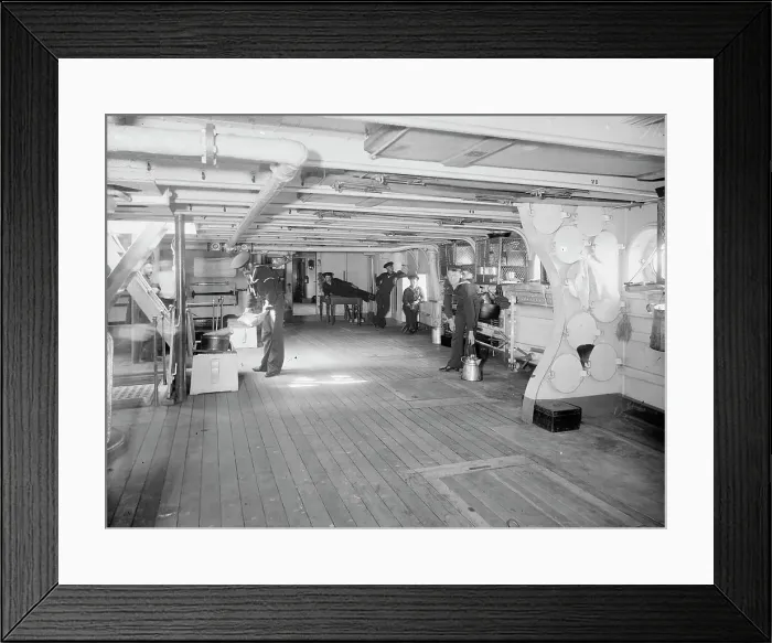 Framed Print : U.S.S. Newark, berth deck, between 1891 and 1901. Creator: William H. Jackson Framed Print : U.S.S. Newark, berth deck, between 1891 and 1901. Creator: William H. Jackson