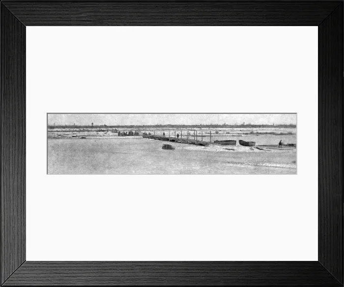 Framed Print : L'autriche succombe; Sur le Piave debordee, le 26 octobre 1918, le genie de la 12e armee... 1918. Creator: Unknown Framed Print : L'autriche succombe; Sur le Piave debordee, le 26 octobre 1918, le genie de la 12e armee... 1918. Creator: Unknown