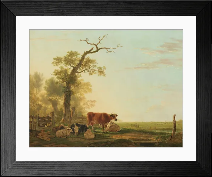 Framed Print : Meadow Landscape with Animals, 1800-1815. Creator: Jacob van Strij Framed Print : Meadow Landscape with Animals, 1800-1815. Creator: Jacob van Strij