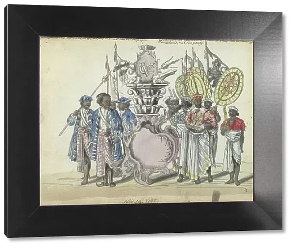 Sinhalese soldiers in the service of the VOC and envoys of the King of Kandy, 1785. Creator: Jan Brandes