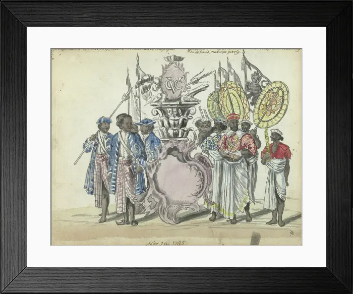 Framed Print : Sinhalese soldiers in the service of the VOC and envoys of the King of Kandy, 1785. Creator: Jan Brandes Framed Print : Sinhalese soldiers in the service of the VOC and envoys of the King of Kandy, 1785. Creator: Jan Brandes