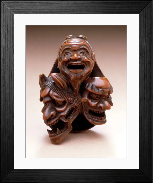 Framed Print : Mask Group, First half of 19th century. Creator: Naito Toyomasa Framed Print : Mask Group, First half of 19th century. Creator: Naito Toyomasa
