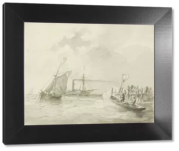 Sailing ships off the coast, c.1825-c.1875. Creator: Circle of Petrus Johannes Schotel