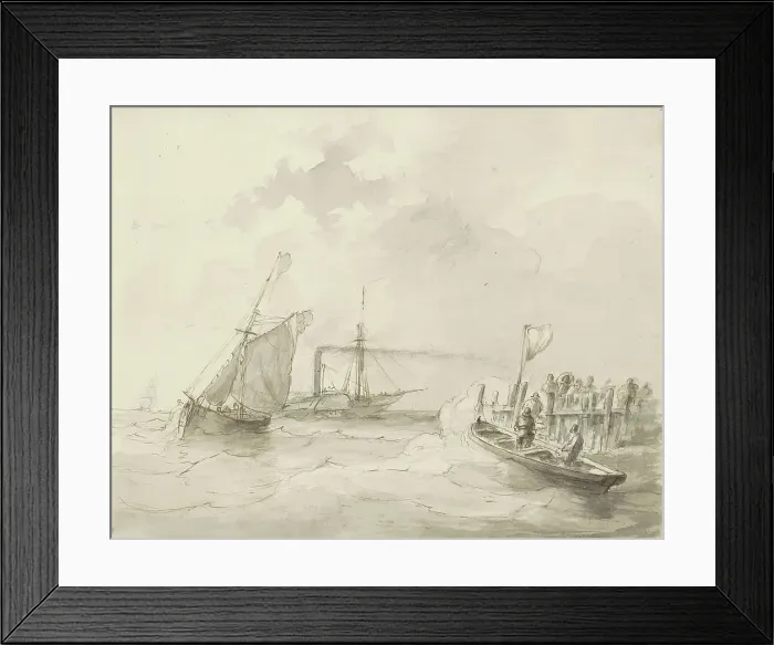 Framed Print : Sailing ships off the coast, c.1825-c.1875. Creator: Circle of Petrus Johannes Schotel Framed Print : Sailing ships off the coast, c.1825-c.1875. Creator: Circle of Petrus Johannes Schotel