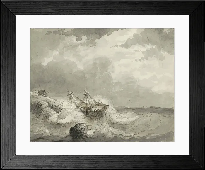 Framed Print : Shipwreck on a rocky coast, c.1825-c.1875. Creator: Circle of Petrus Johannes Schotel Framed Print : Shipwreck on a rocky coast, c.1825-c.1875. Creator: Circle of Petrus Johannes Schotel