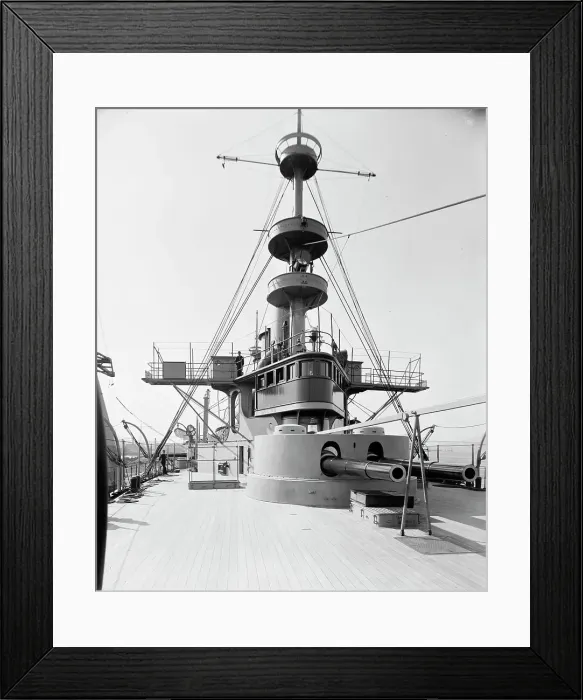 Framed Print : U.S.S. New York, forward turret and bridge, between 1893 and 1901. Creator: William H. Jackson Framed Print : U.S.S. New York, forward turret and bridge, between 1893 and 1901. Creator: William H. Jackson