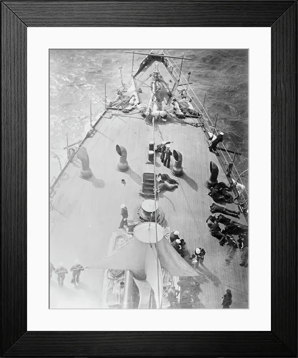 Framed Print : U.S.S. New York, forecastl [i.e. forecastle] deck from aloft, between 1893 and 1901. Creator: William H. Jackson