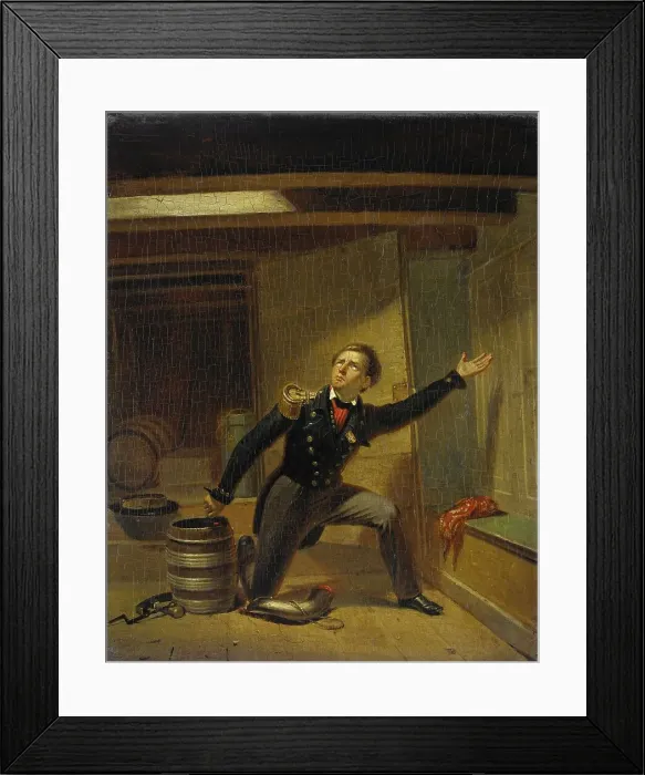 Framed Print : Jan van Speijk lights the gunpowder fuse, 5 February 1831, (1831-1850). Creator: Jacobus Schoemaker Doyer Framed Print : Jan van Speijk lights the gunpowder fuse, 5 February 1831, (1831-1850). Creator: Jacobus Schoemaker Doyer