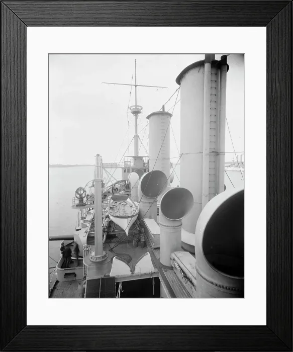 Framed Print : U.S.S. New York, looking aft from bridge, between 1893 and 1901. Creator: William H. Jackson Framed Print : U.S.S. New York, looking aft from bridge, between 1893 and 1901. Creator: William H. Jackson
