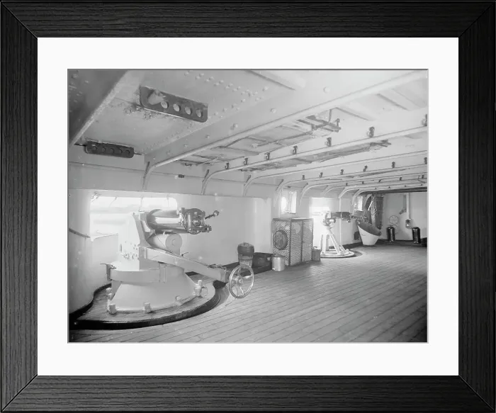 Framed Print : U.S.S. New York, forward gun deck, between 1893 and 1901. Creator: William H. Jackson Framed Print : U.S.S. New York, forward gun deck, between 1893 and 1901. Creator: William H. Jackson