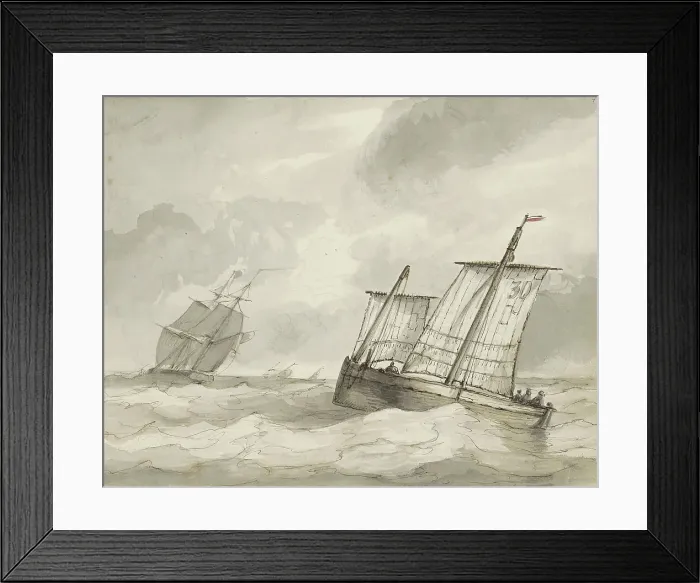 Framed Print : Sailing ships on a turbulent sea, c.1825-c.1875. Creator: Circle of Petrus Johannes Schotel Framed Print : Sailing ships on a turbulent sea, c.1825-c.1875. Creator: Circle of Petrus Johannes Schotel