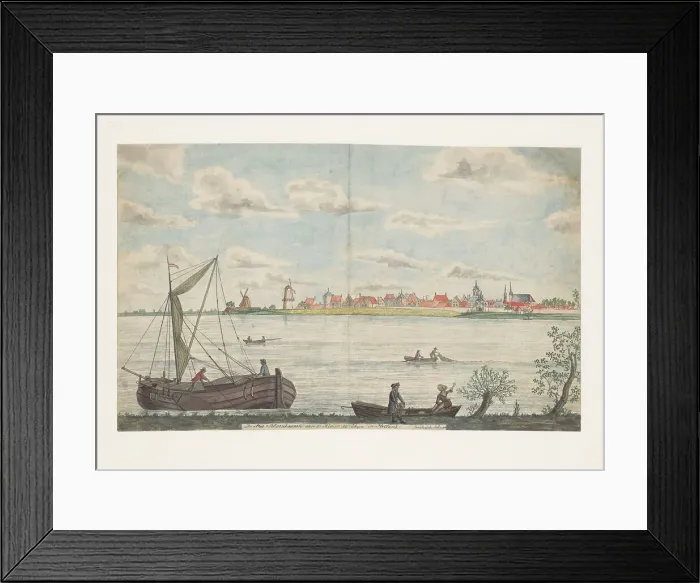 Framed Print : The town of Schoonhoven on the River Rhine in Holland, 1787. Creator: Jan Brandes Framed Print : The town of Schoonhoven on the River Rhine in Holland, 1787. Creator: Jan Brandes