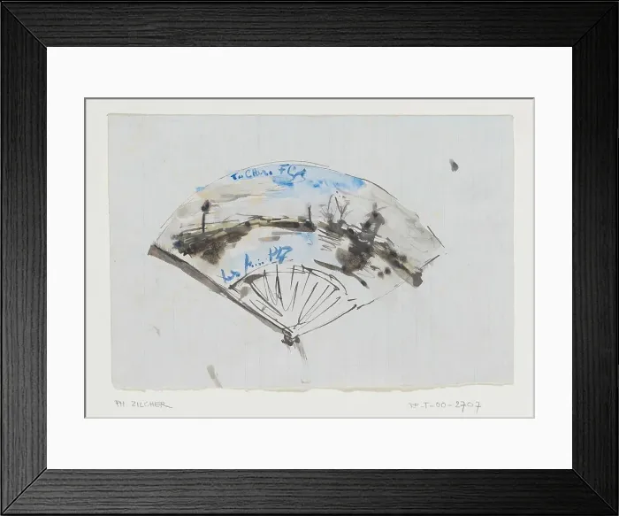 Framed Print : Fan with landscape, 1867-1930. Creator: Philip Zilcken Framed Print : Fan with landscape, 1867-1930. Creator: Philip Zilcken
