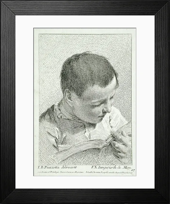 Framed Print : Boy Reading, 18th century. Creator: Franz Xaver Andreas Jungwierth Framed Print : Boy Reading, 18th century. Creator: Franz Xaver Andreas Jungwierth