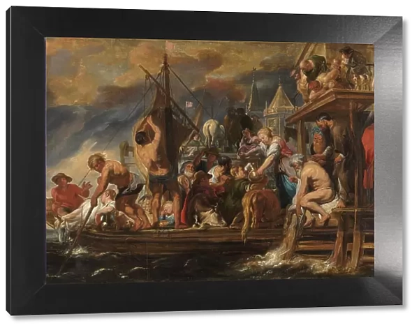 A Ferry Departs as St Peter Finds a Coin in the Mouth of a Fish, c.1621-c.1650. Creator: Workshop of Jacques Jordaens