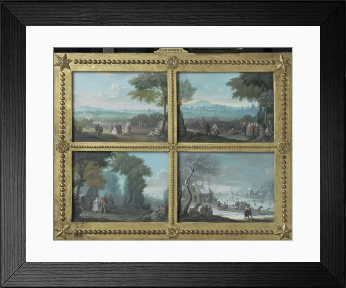 Framed Print : Four Landscapes, Representing the Four Seasons, c.1735-c.1745. Creator: Jacques-Guillaume van Blarenberghe Framed Print : Four Landscapes, Representing the Four Seasons, c.1735-c.1745. Creator: Jacques-Guillaume van Blarenberghe