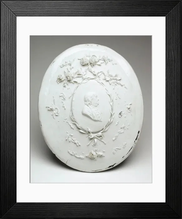 Framed Print : Plaque with Portrait Bust of Benjamin Franklin, c.1775. Creator: Richard Champion Framed Print : Plaque with Portrait Bust of Benjamin Franklin, c.1775. Creator: Richard Champion